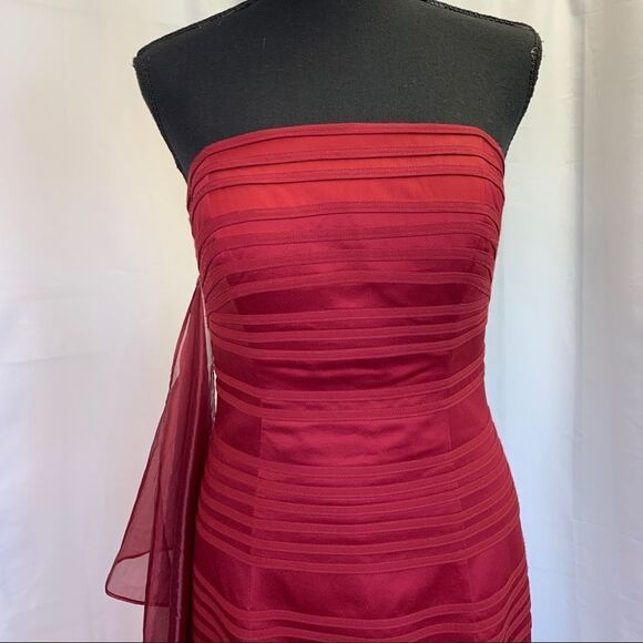 Evenings By Mon Cheri red mermaid strapless evening prom grad bridesmaid gown🔥 - Picture 4 of 16